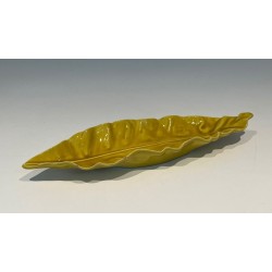 Yellow Glazed Ceramic Leaf-Form Vide-Poche, France, circa 1970