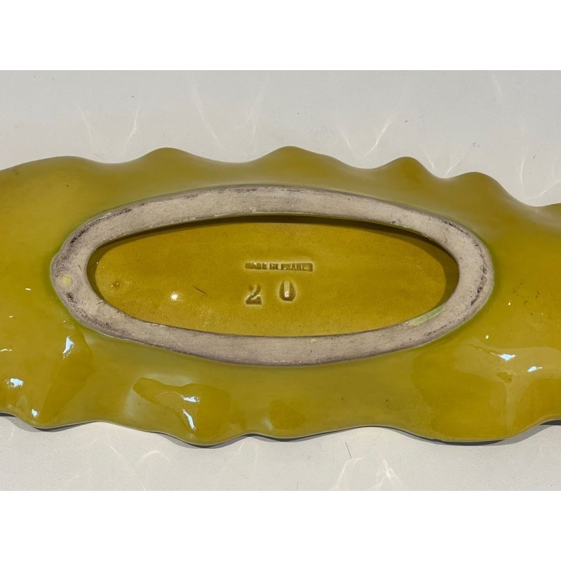 Yellow Glazed Ceramic Leaf-Form Vide-Poche, France, circa 1970