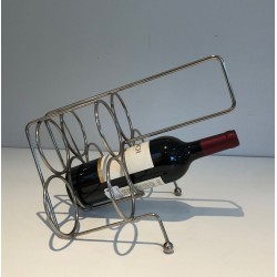 Silver-Plated Twisted Wire Bottle Rack and Carrier, France, circa 1950