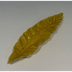 Yellow Glazed Ceramic Leaf-Form Vide-Poche, France, circa 1970