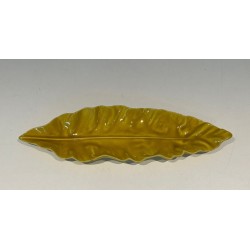 Yellow Glazed Ceramic Leaf-Form Vide-Poche, France, circa 1970