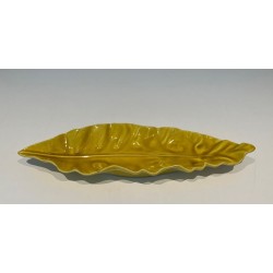 Yellow Glazed Ceramic Leaf-Form Vide-Poche, France, circa 1970