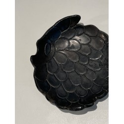 Vide-Poche en Céramique Noire en Forme de Poisson, France, vers 1970