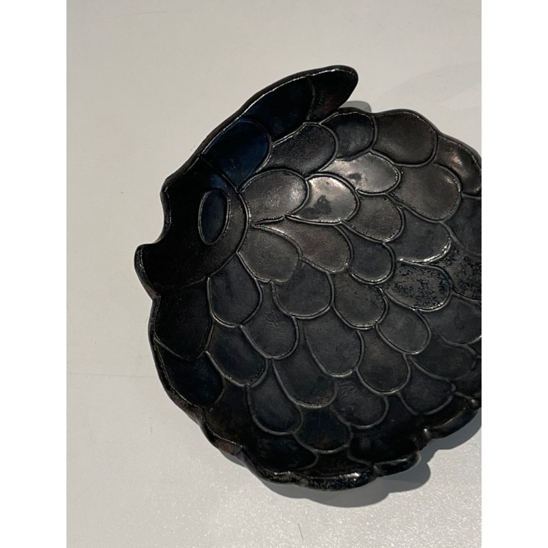 Vide-Poche en Céramique Noire en Forme de Poisson, France, vers 1970