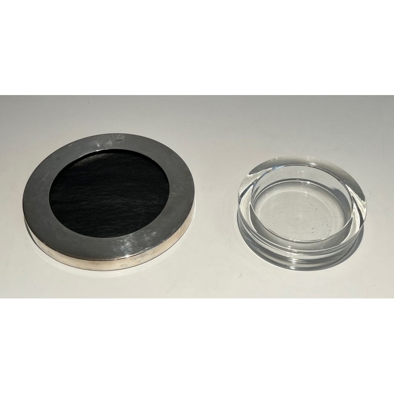 Circular Glass and Chrome Vide-Poche, France, circa 1970