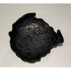 Vide-Poche en Céramique Noire en Forme de Poisson, France, vers 1970
