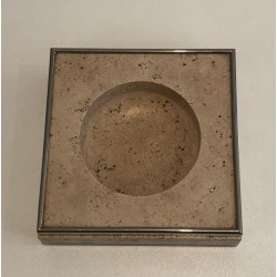 Travertine and Chrome Vide-Poche, France, circa 1970