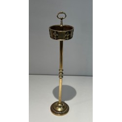 Bronze Standing Ashtray with Fleur-de-Lis Décor, France, circa 1940