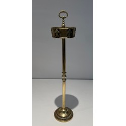 Bronze Standing Ashtray with Fleur-de-Lis Décor, France, circa 1940