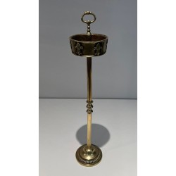 Bronze Standing Ashtray with Fleur-de-Lis Décor, France, circa 1940