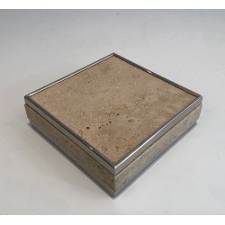 Travertine and Chrome Vide-Poche, France, circa 1970