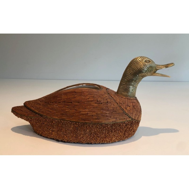 Duck Vide-Poche in Ceramic and Brass by Tarzia Firenze, Italy, circa 1970