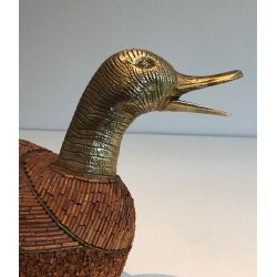 Vide-Poche Canard en Céramique et Laiton. Vers 1970