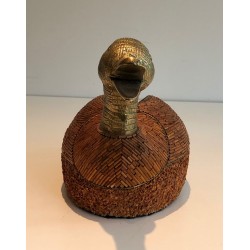 Duck Vide-Poche in Ceramic and Brass by Tarzia Firenze, Italy, circa 1970