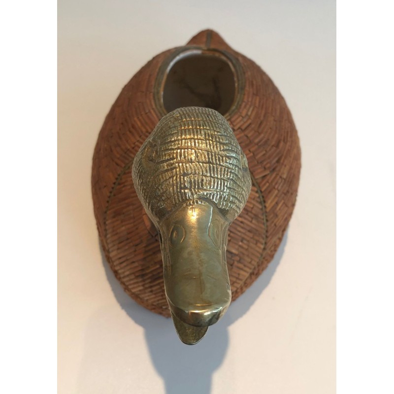 Duck Vide-Poche in Ceramic and Brass by Tarzia Firenze, Italy, circa 1970