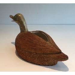 Duck Vide-Poche in Ceramic and Brass by Tarzia Firenze, Italy, circa 1970