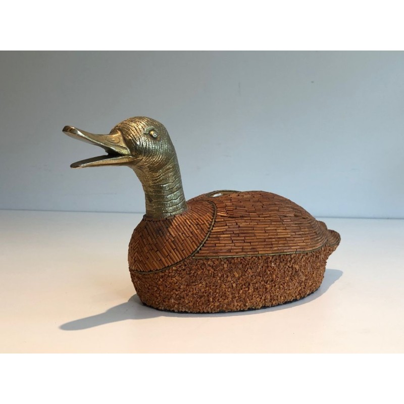 Duck Vide-Poche in Ceramic and Brass by Tarzia Firenze, Italy, circa 1970
