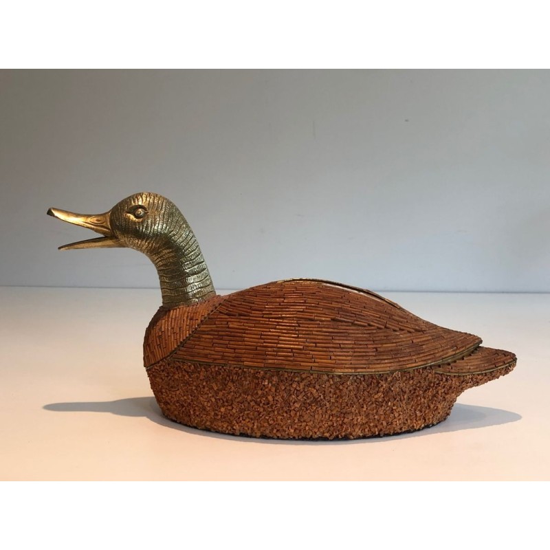 Duck Vide-Poche in Ceramic and Brass by Tarzia Firenze, Italy, circa 1970
