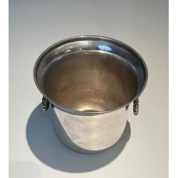 Paire de Seaux à Champagne en Métal Argenté aux Anses à Masques de Lion, France, vers 1970