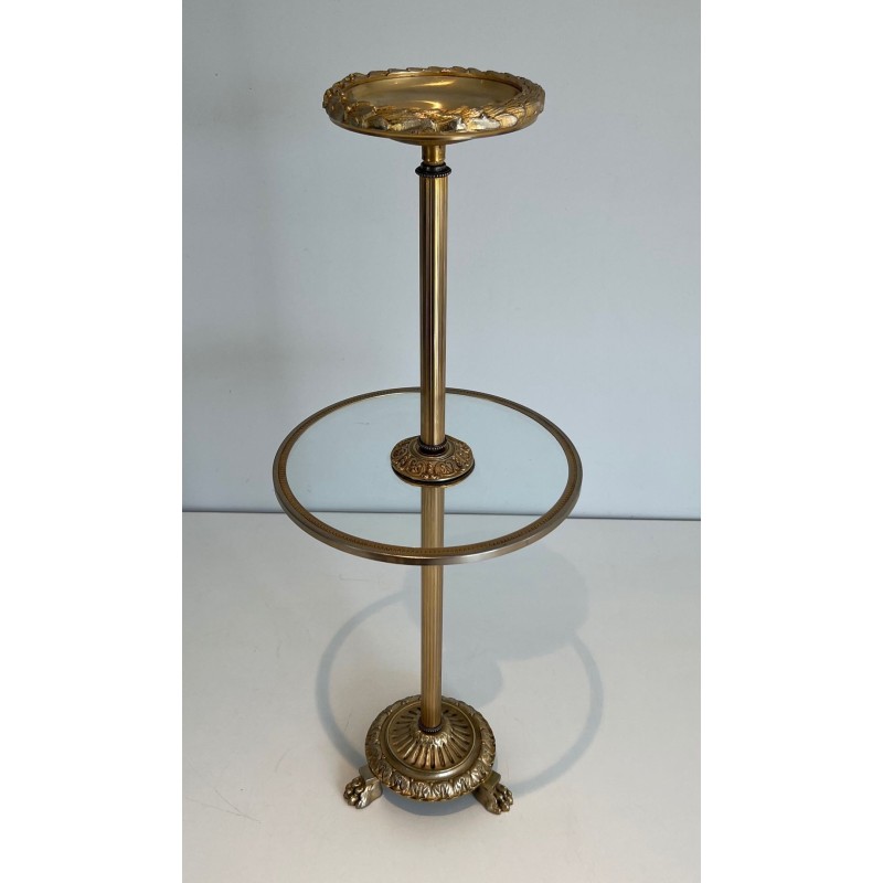 Cendrier sur Pied en Bronze, Verre et Laiton de la Maison Baguès