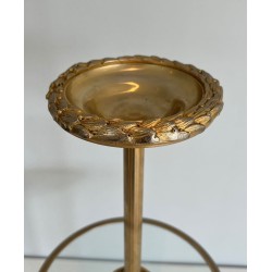 Neoclassical Standing Ashtray in Bronze and Brass by Maison Baguès, France, circa 1940
