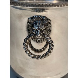 Pair of Silver-Plated Champagne Buckets with Lion-Mask Handles, France, circa 1970