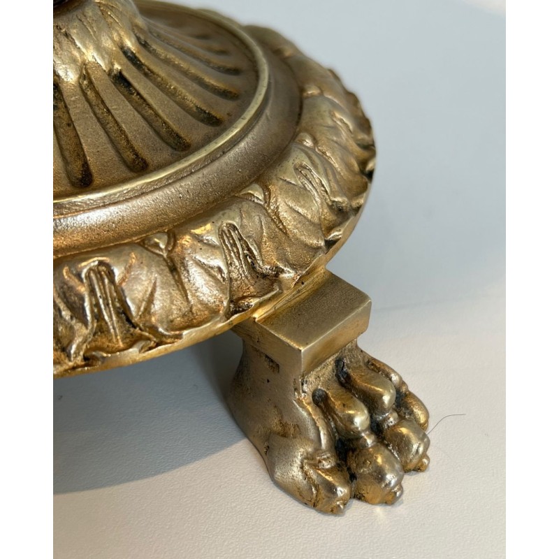 Cendrier sur Pied en Bronze, Verre et Laiton de la Maison Baguès