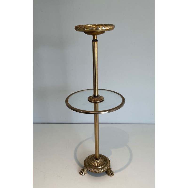 Cendrier sur Pied en Bronze, Verre et Laiton de la Maison Baguès