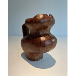 Pichet Brutaliste en Bois Sculpté, France, vers 1950