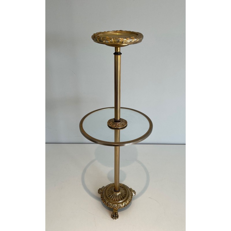 Neoclassical Standing Ashtray in Bronze and Brass by Maison Baguès, France, circa 1940