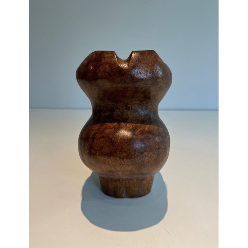Pichet Brutaliste en Bois Sculpté, France, vers 1950