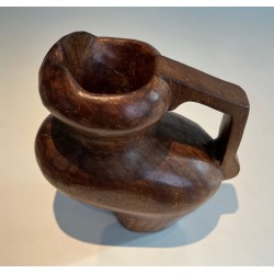Pichet Brutaliste en Bois Sculpté, France, vers 1950