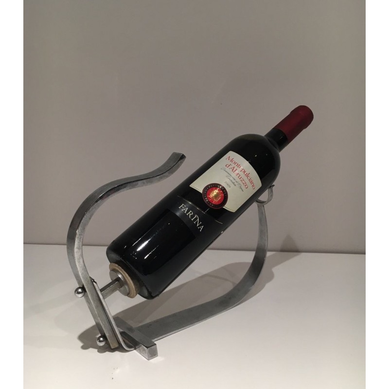 Art Deco Chromed Steel Wine Bottle Cradle, France, circa 1930