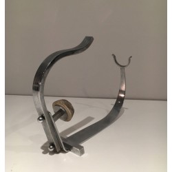 Art Deco Chromed Steel Wine Bottle Cradle, France, circa 1930