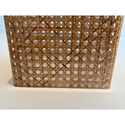 Lucite, Cane and Brass Ice Bucket in the Manner of Gabriella Crespi, Italy, circa 1970