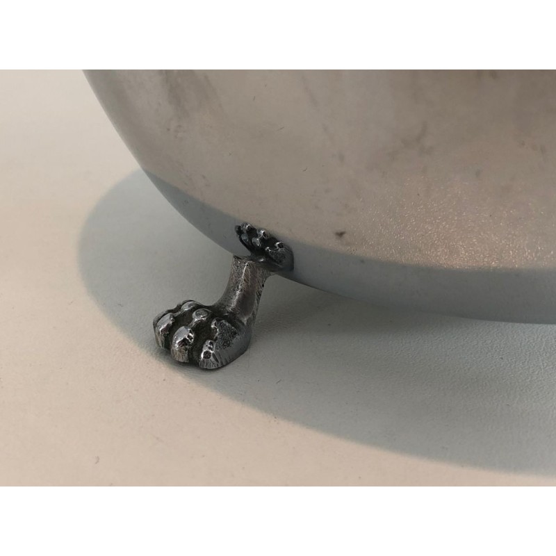 French Pear-Form Silver-Plated Liqueur Cellar with Smoked Glass Service, circa 1970