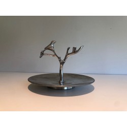 Suite of Three Aluminium Table Pieces with Bird and Branch Sculptures, France, circa 1970
