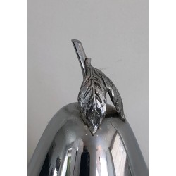 French Pear-Form Silver-Plated Liqueur Cellar with Smoked Glass Service, circa 1970