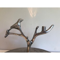 Suite of Three Aluminium Table Pieces with Bird and Branch Sculptures, France, circa 1970