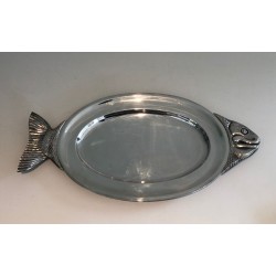 Silver-Plated Fish Serving Dish, Signed Teghini Firenze, circa 1970