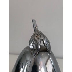 French Pear-Form Silver-Plated Liqueur Cellar with Smoked Glass Service, circa 1970