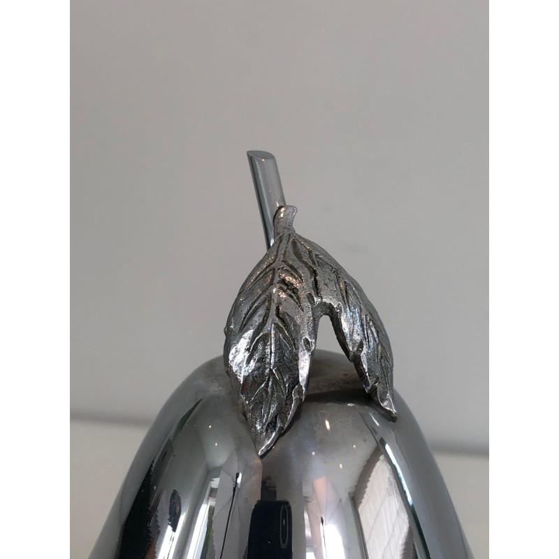 French Pear-Form Silver-Plated Liqueur Cellar with Smoked Glass Service, circa 1970