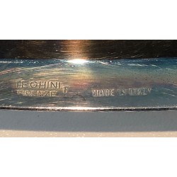 Plat de Service en Métal Argenté Forme Poisson, Signé Teghini Firenze, vers 1970