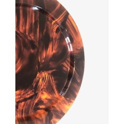 Large Round Tortoiseshell-Effect Plexiglas Tray, France, circa 1970