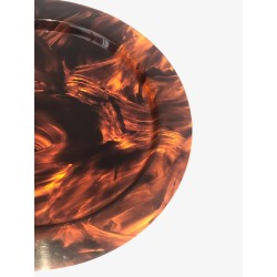 Large Round Tortoiseshell-Effect Plexiglas Tray, France, circa 1970