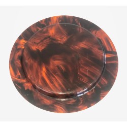 Large Round Tortoiseshell-Effect Plexiglas Tray, France, circa 1970