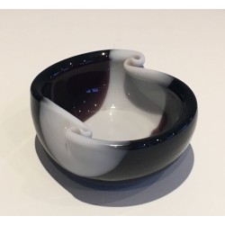 Two-Tone Black and White Glass Vide-Poche with Scroll Volutes, circa 1970