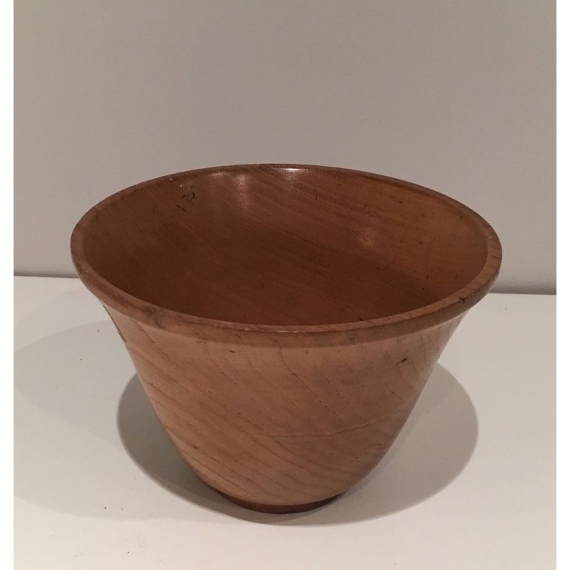 Coupe en Bois Tourné à Cachet en Creux, vers 1970
