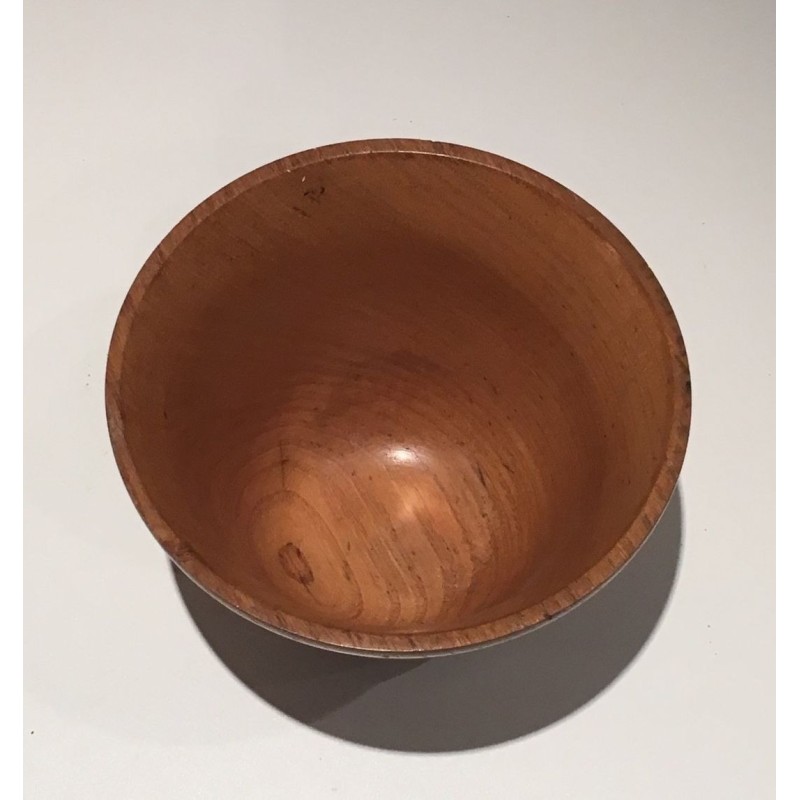 Coupe en Bois Tourné à Cachet en Creux, vers 1970