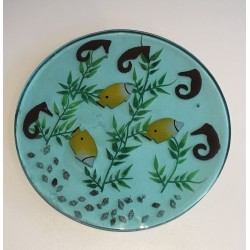 Suite de Quatre Plateaux en Résine à Inclusions Marines, vers 1970